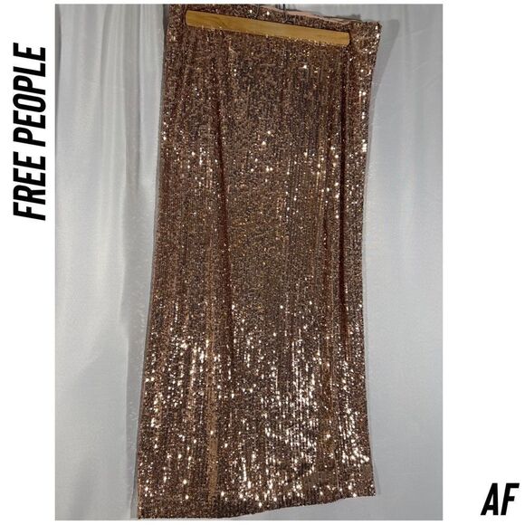 FREE PEOPLE ARIANA MAXI SKIRT IN PINK CHAMPAGNE NEW SIZE 10 - Picture 8 of 10